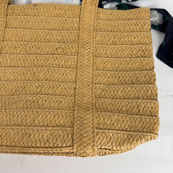 Draper James NEW Everday Straw Bag Blue Floral Scarf Beachy Summer Resort Casual - Picture 8 of 13